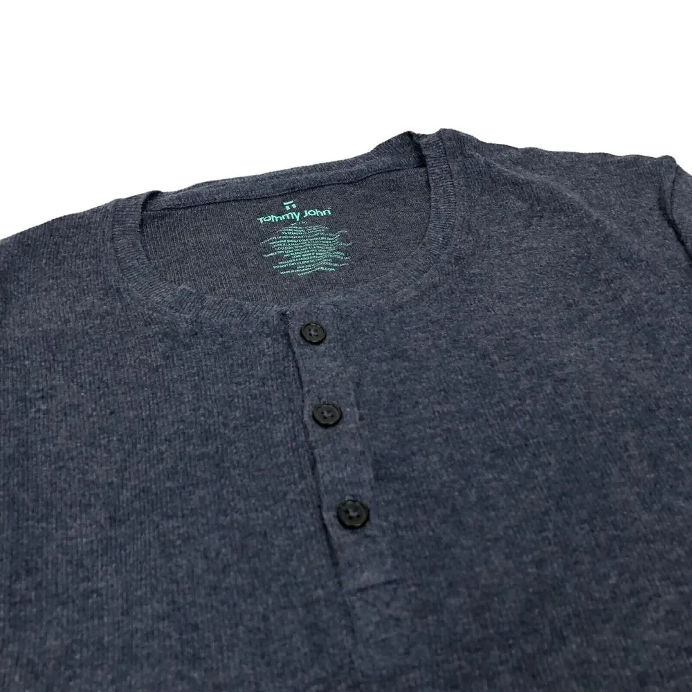 NEW Tommy John Lounge Henley Long Sleeve Shirt Pajama Top Blue Loungewear Mens M - Picture 2 of 5